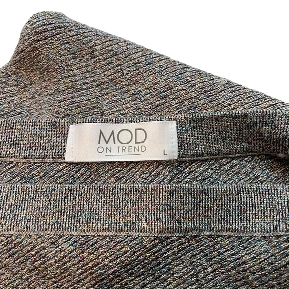 Mod On Trend Purple Shimmer Ribbed Knit Cropped One Shoulder Sweater, Sz L - Picture 14 of 14